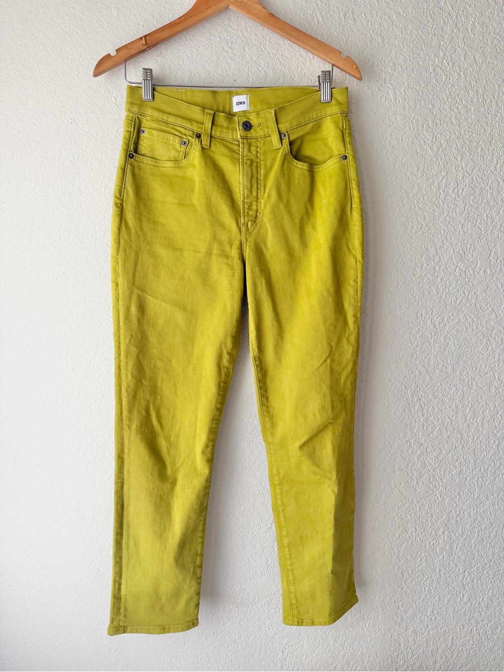 Edwin Chartreuse Green Straight Leg Pants Sz 28